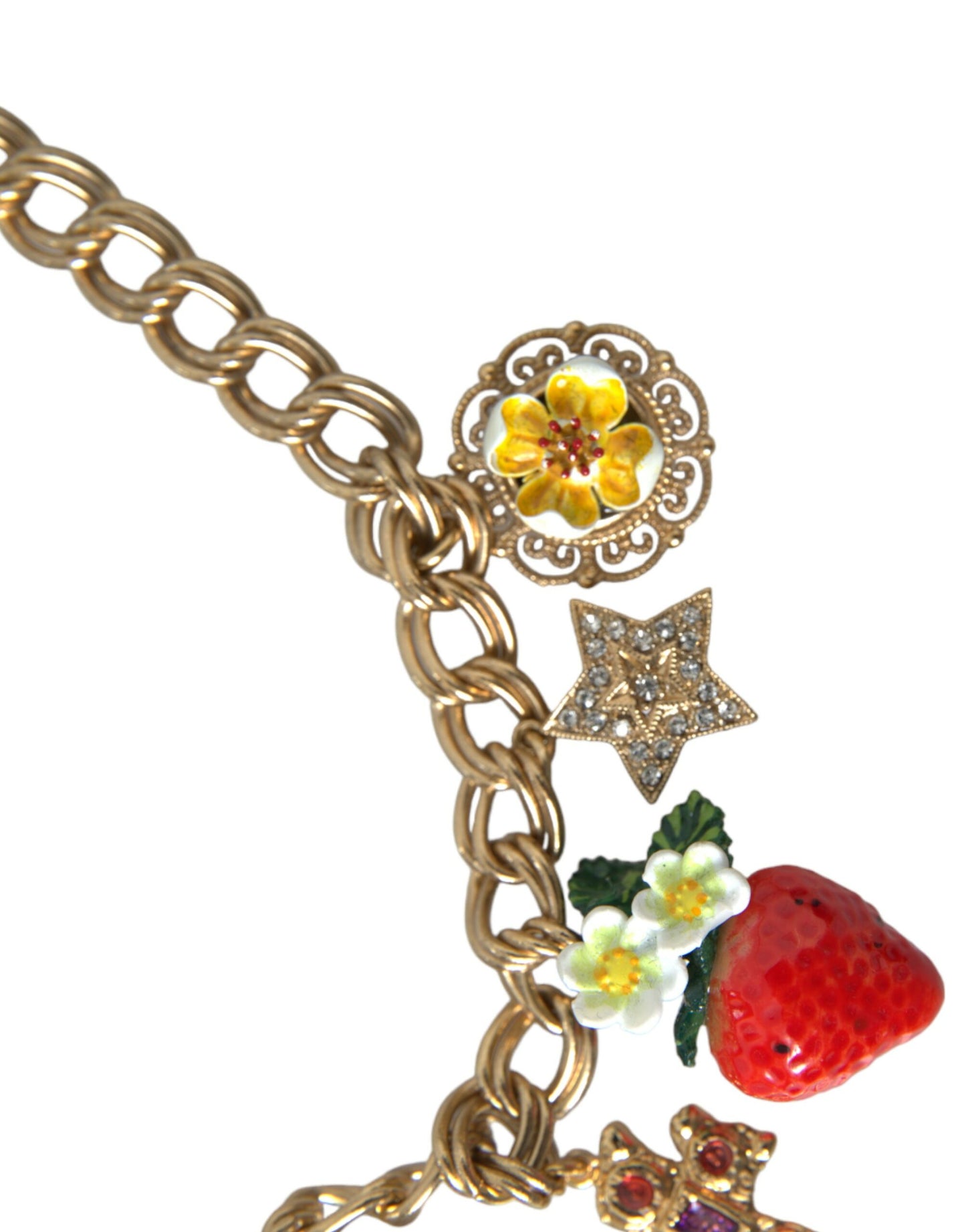 Collier Dolce & Gabbana avec pendentif étoile fraise et croix en or
