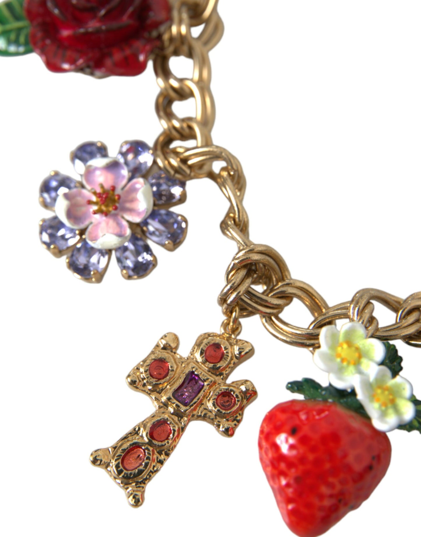 Collier Dolce & Gabbana avec pendentif étoile fraise et croix en or