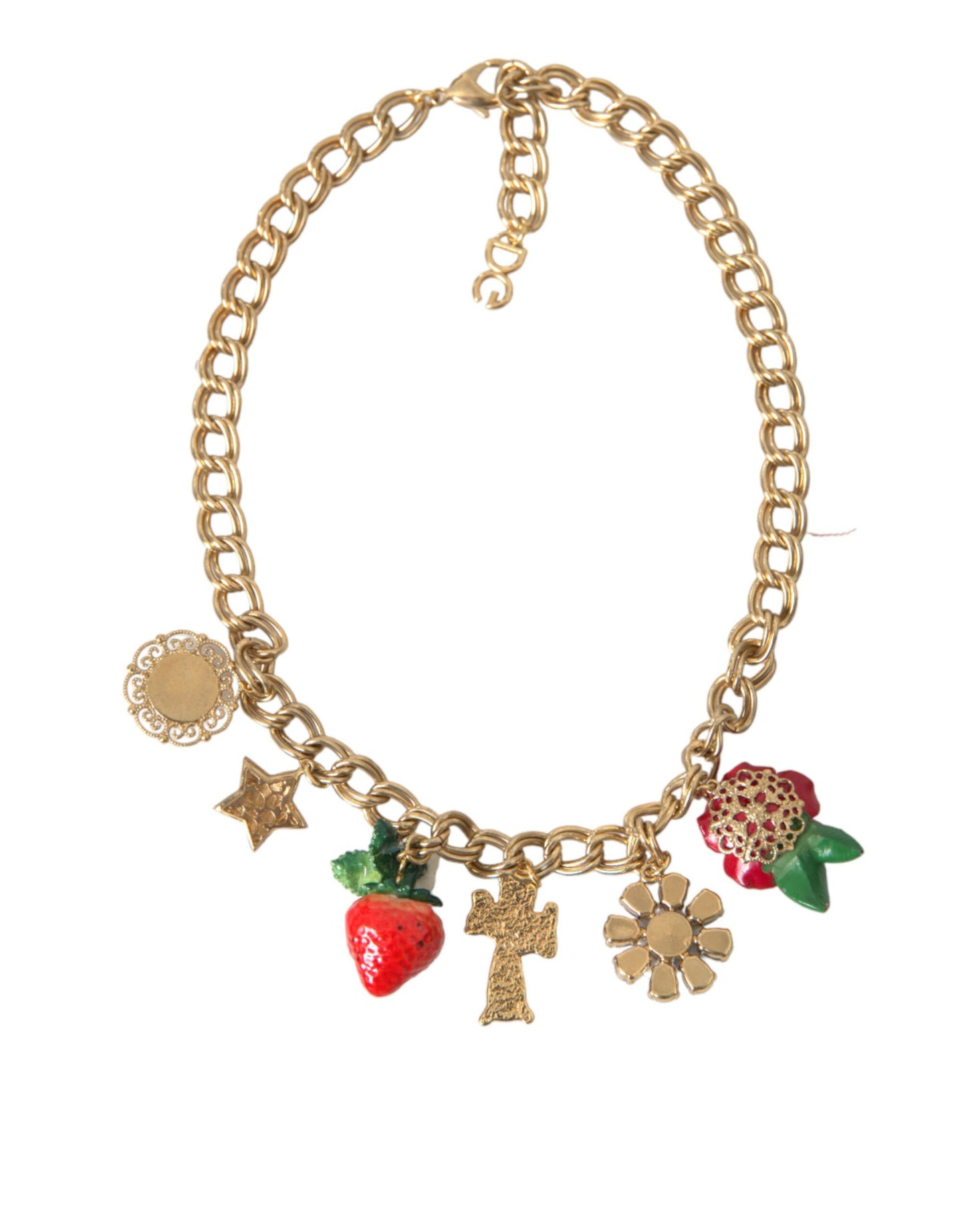 Collier Dolce & Gabbana avec pendentif étoile fraise et croix en or
