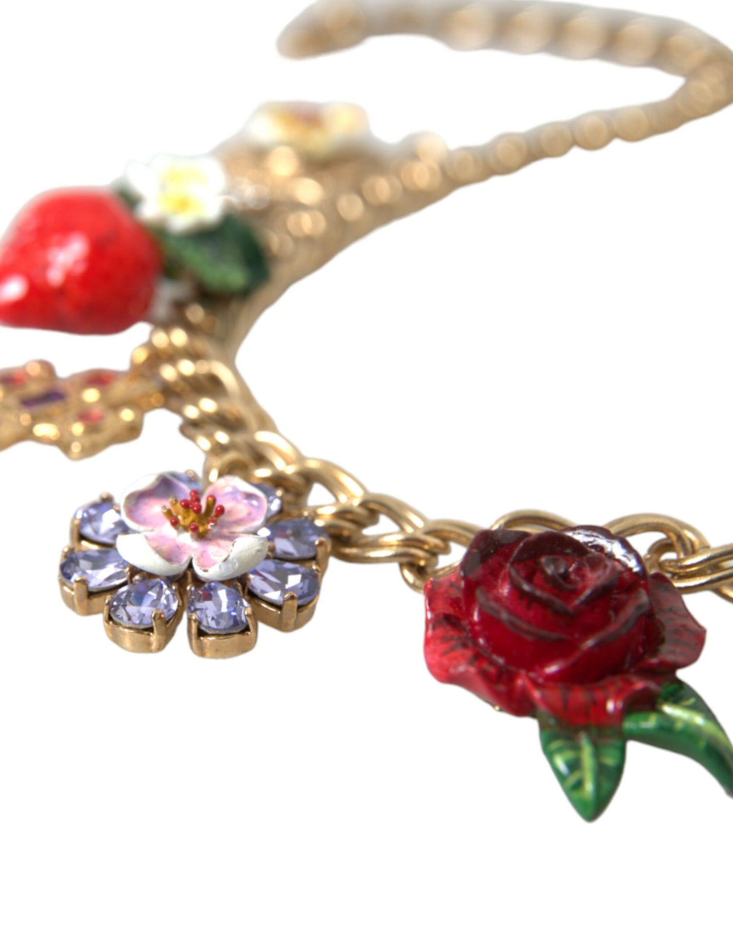 Collier Dolce & Gabbana avec pendentif étoile fraise et croix en or