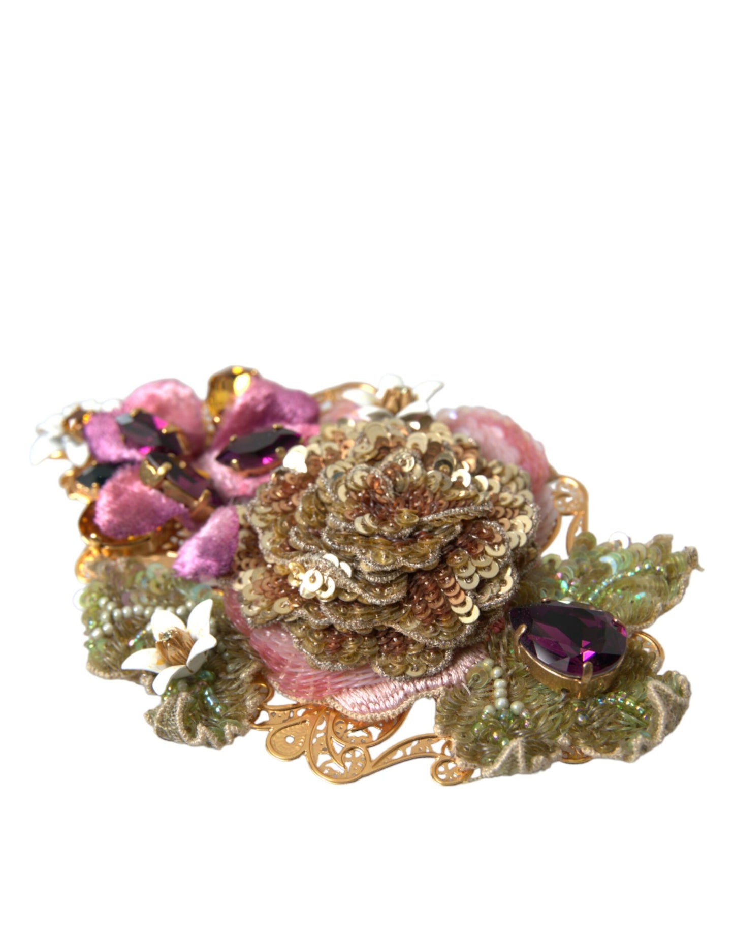 Pince à cheveux Dolce & Gabbana en laiton doré et cristal à paillettes