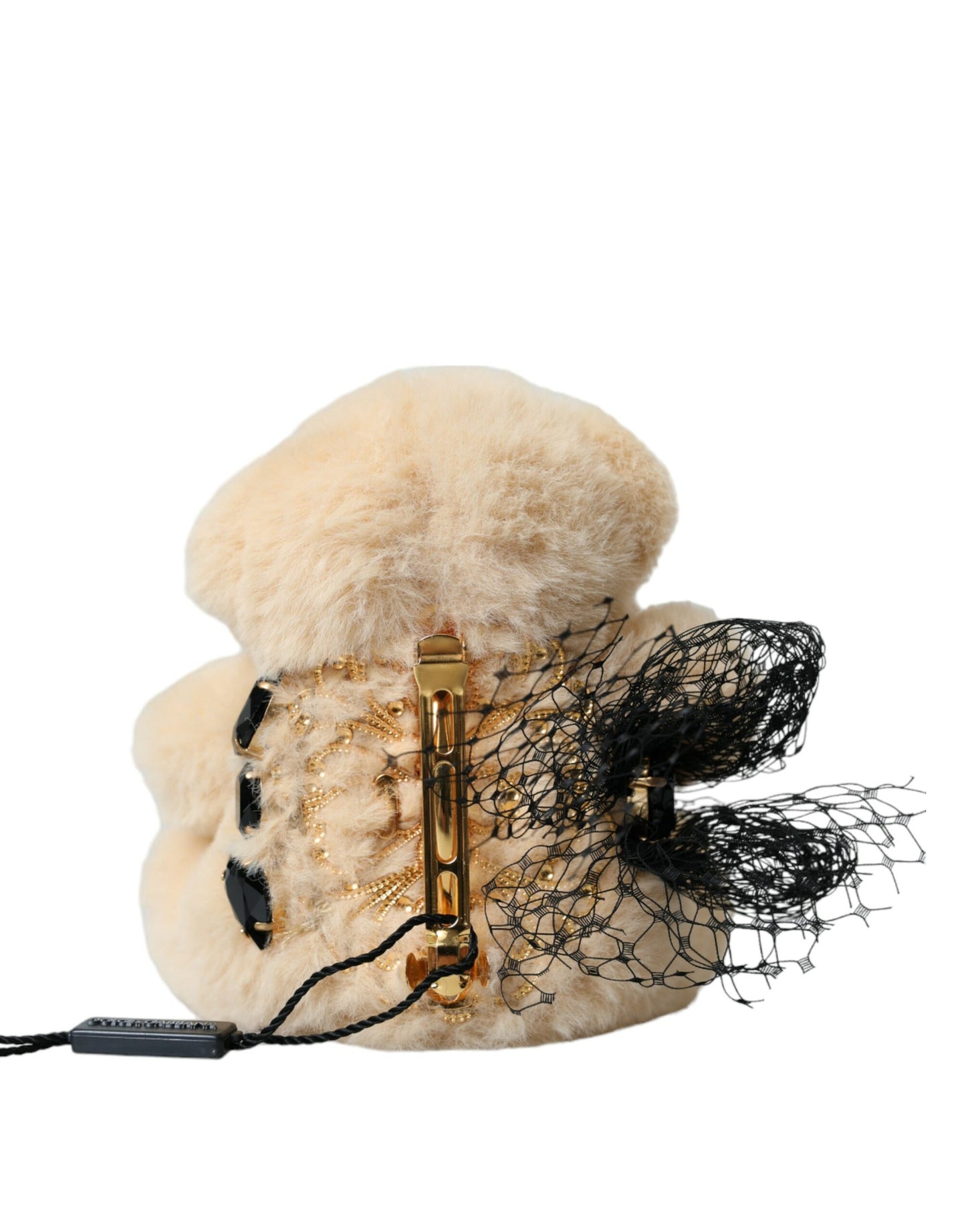 Pince à cheveux en maille filet beige Teddy Bear de Dolce & Gabbana