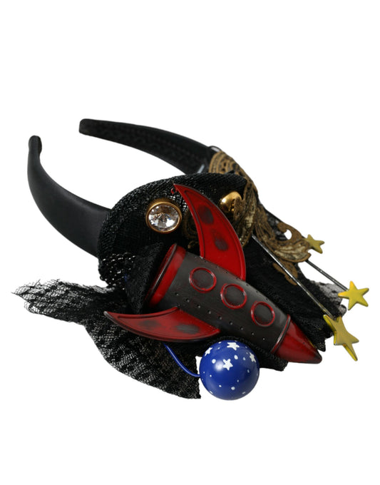 Serre-tête et diadème Dolce & Gabbana multicolore avec étoiles en cristal et fusée missile