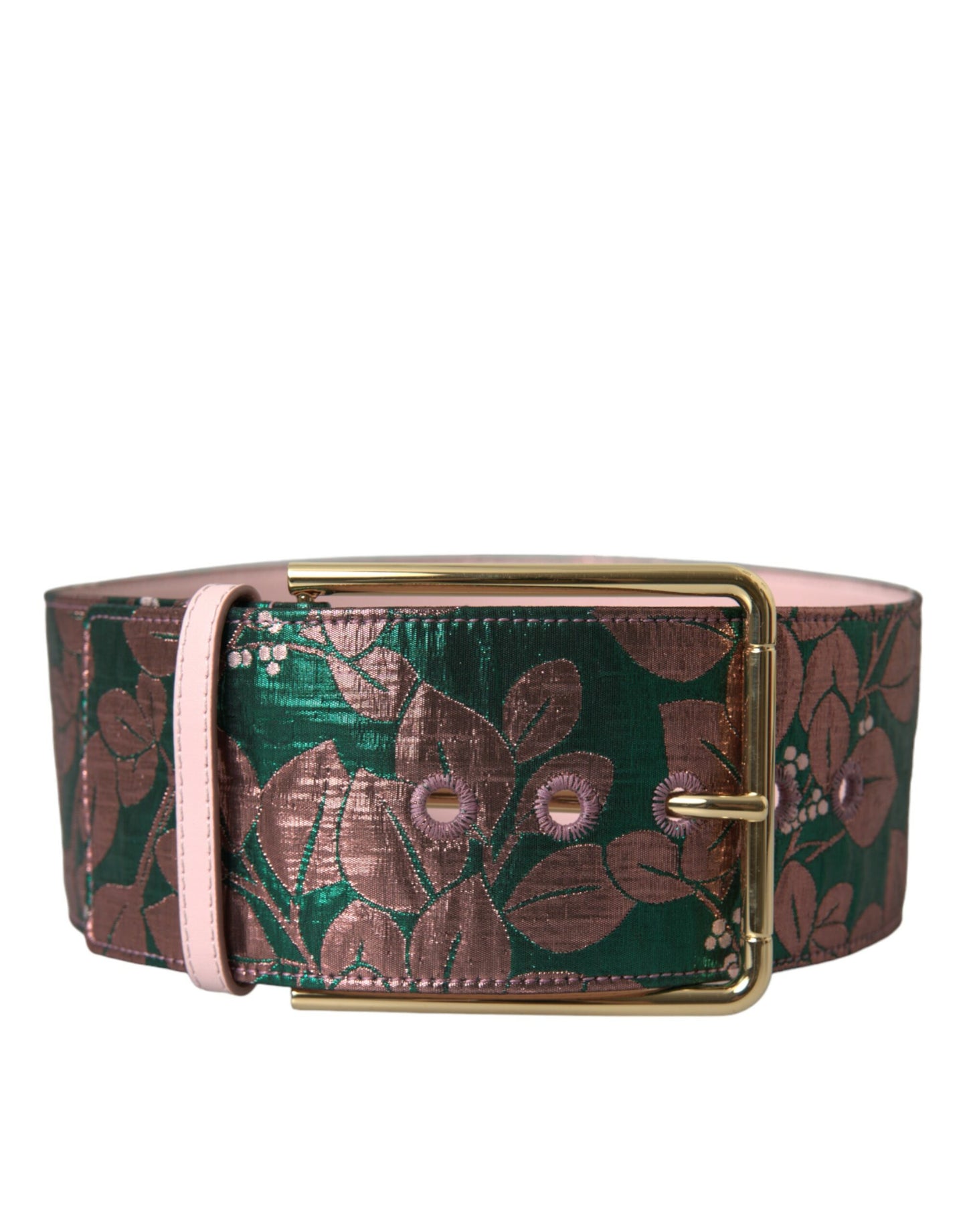 Ceinture Dolce & Gabbana en jacquard floral multicolore et lurex avec boucle dorée