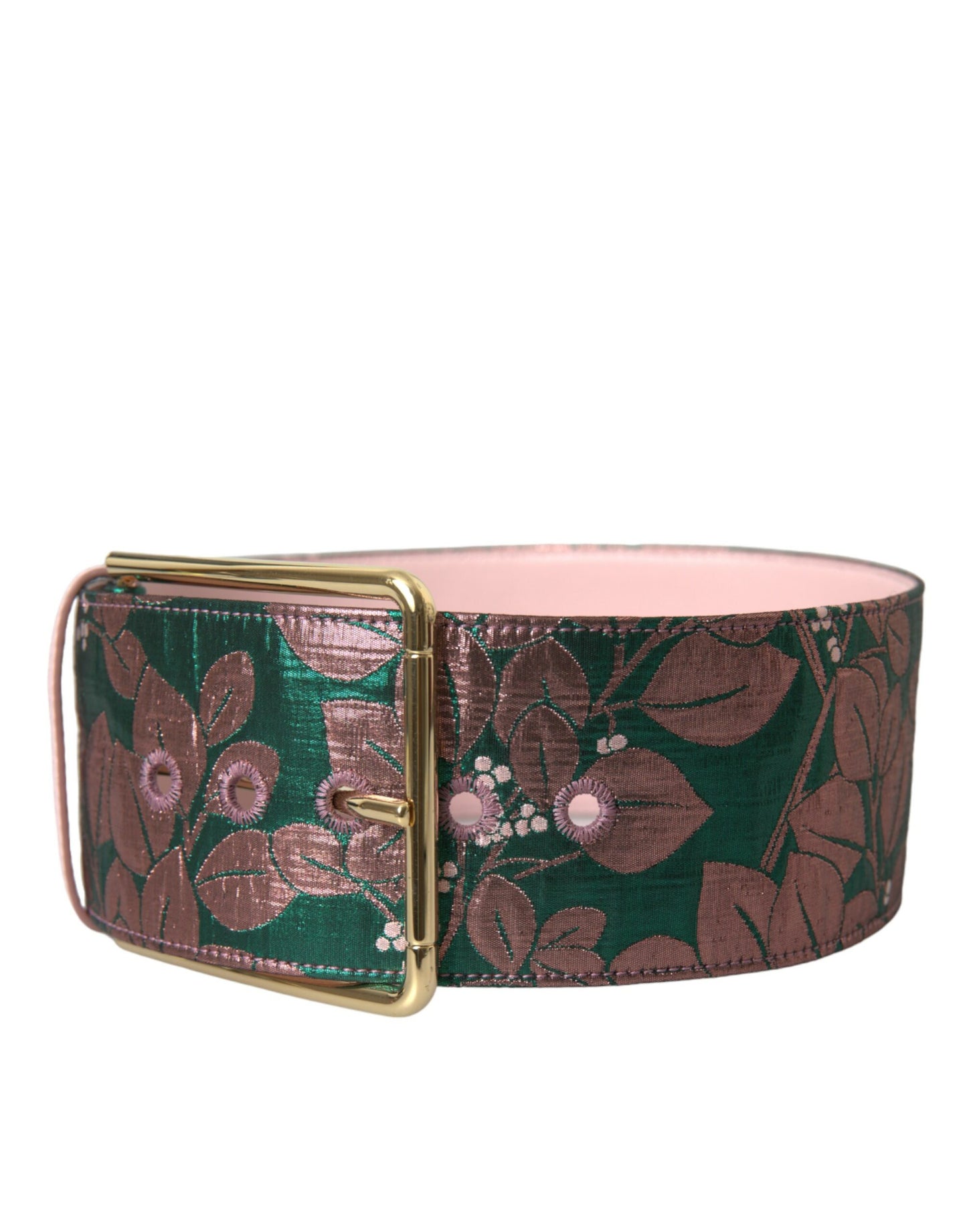 Ceinture Dolce & Gabbana en jacquard floral multicolore et lurex avec boucle dorée