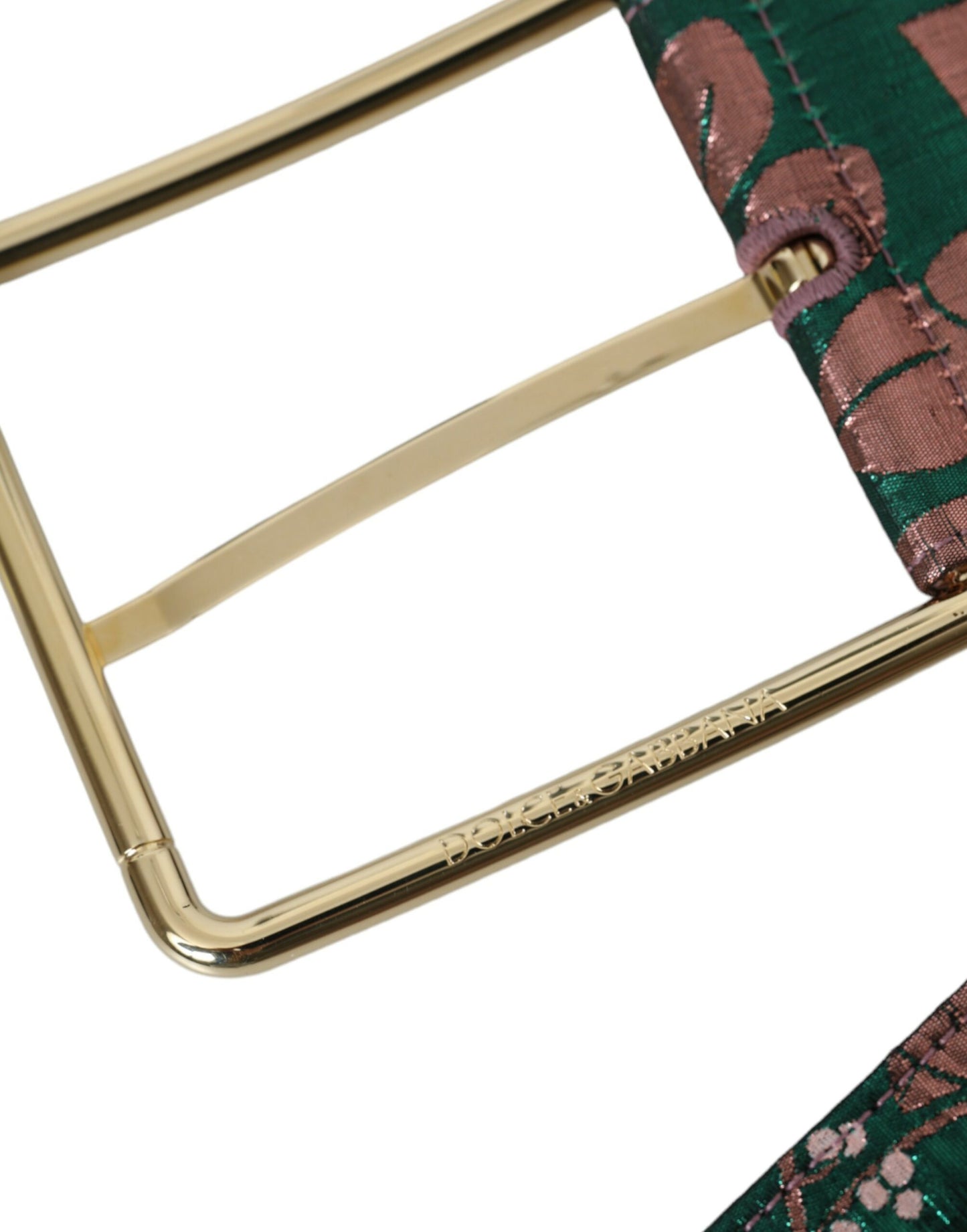 Ceinture Dolce & Gabbana en jacquard floral multicolore et lurex avec boucle dorée