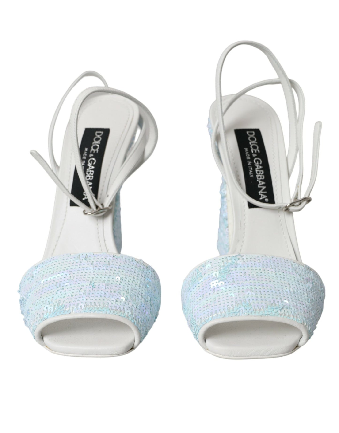 Sandales à bride cheville à sequins bleu clair Dolce & Gabbana