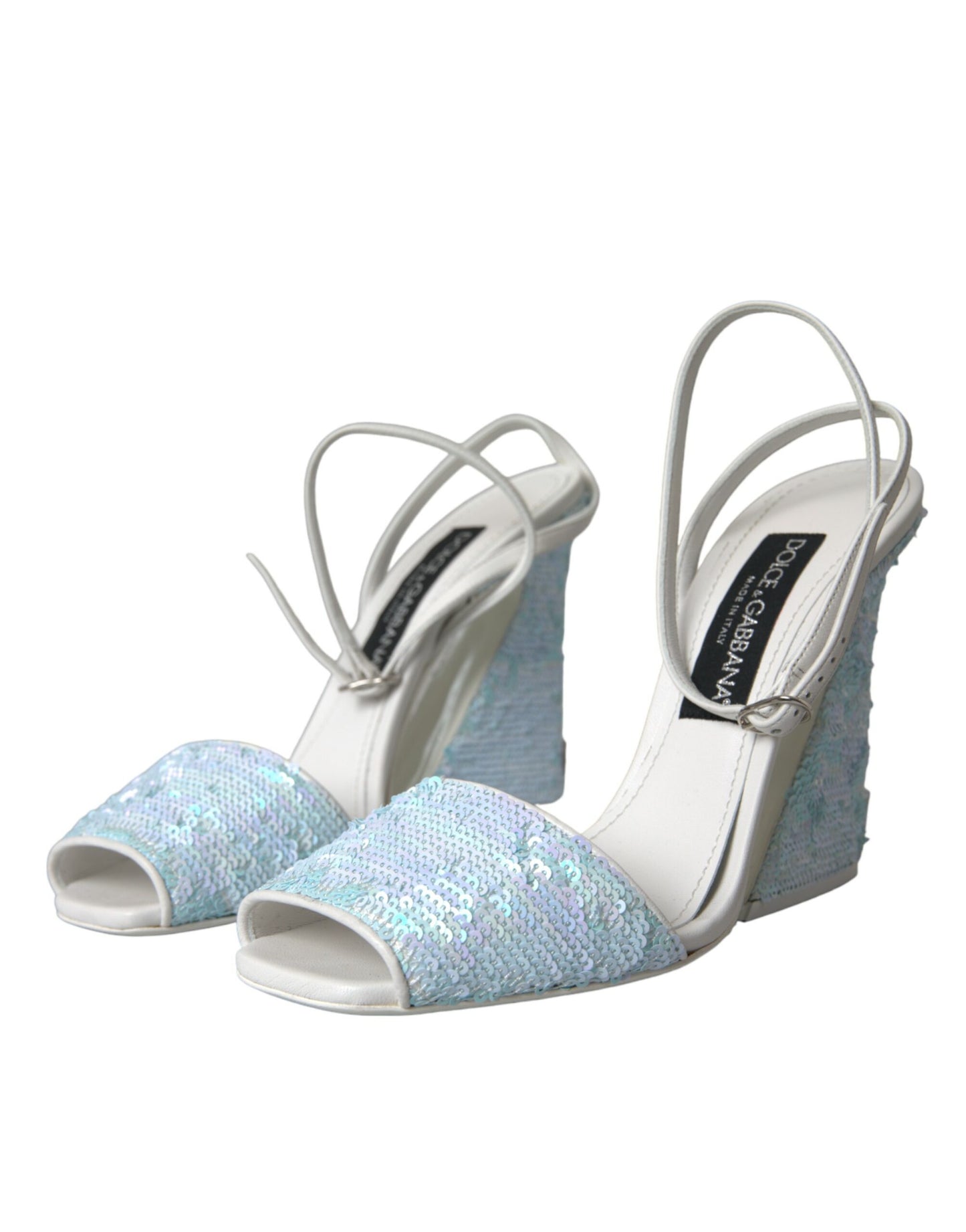 Sandales à bride cheville à sequins bleu clair Dolce & Gabbana