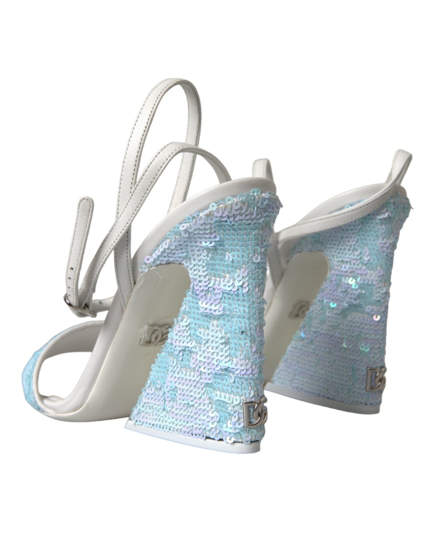 Sandales à bride cheville à sequins bleu clair Dolce & Gabbana