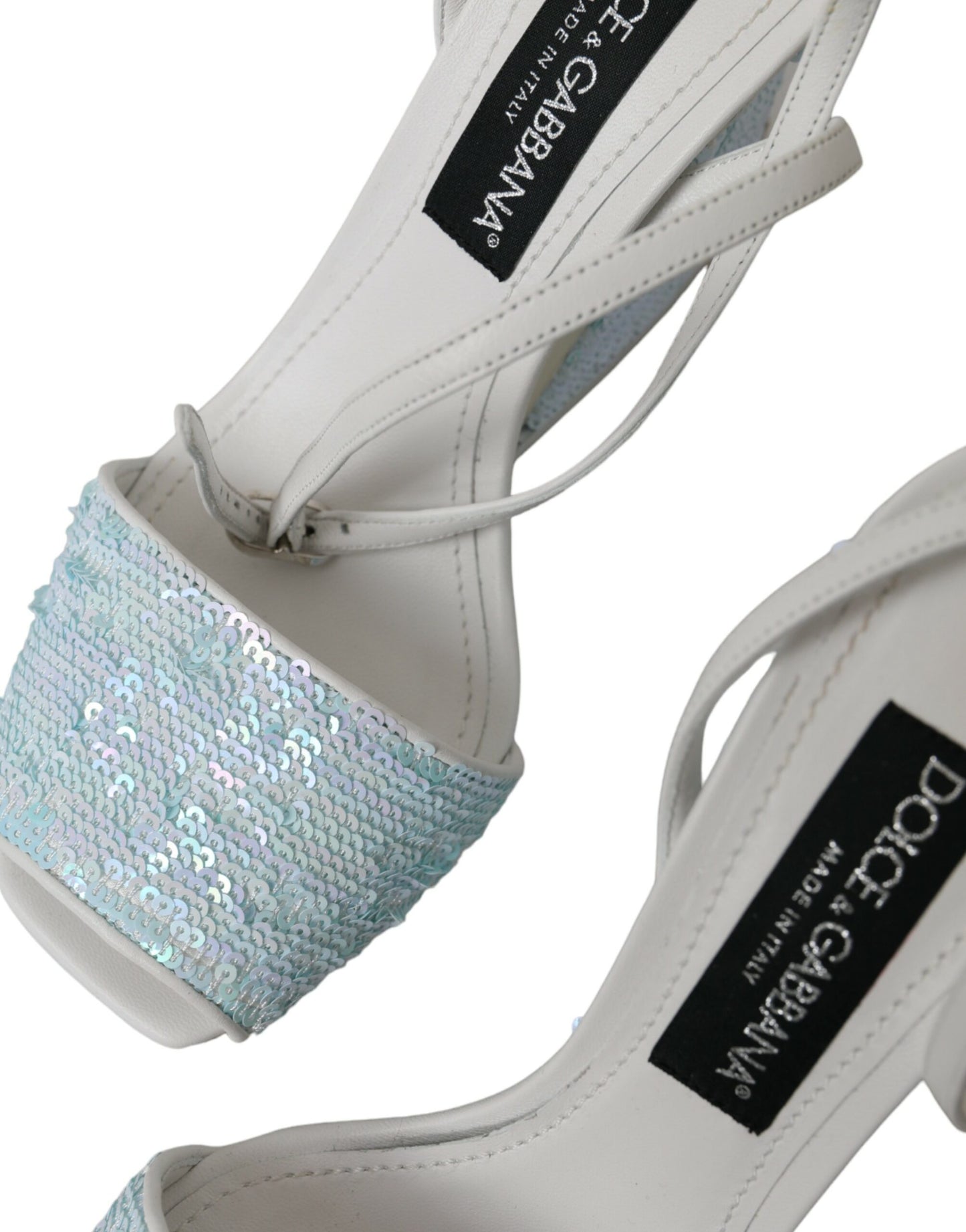 Sandales à bride cheville à sequins bleu clair Dolce & Gabbana