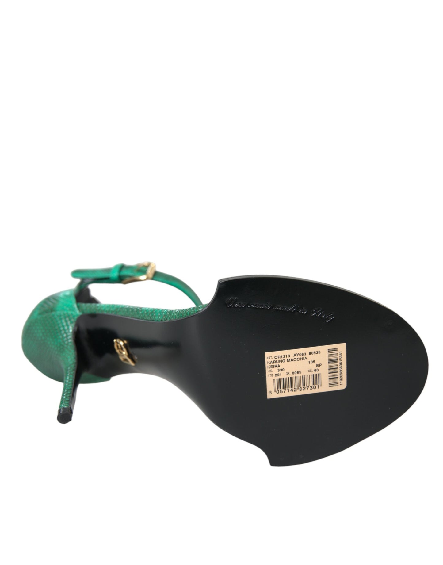 Sandales en cuir exotique vert et cristaux Dolce & Gabbana