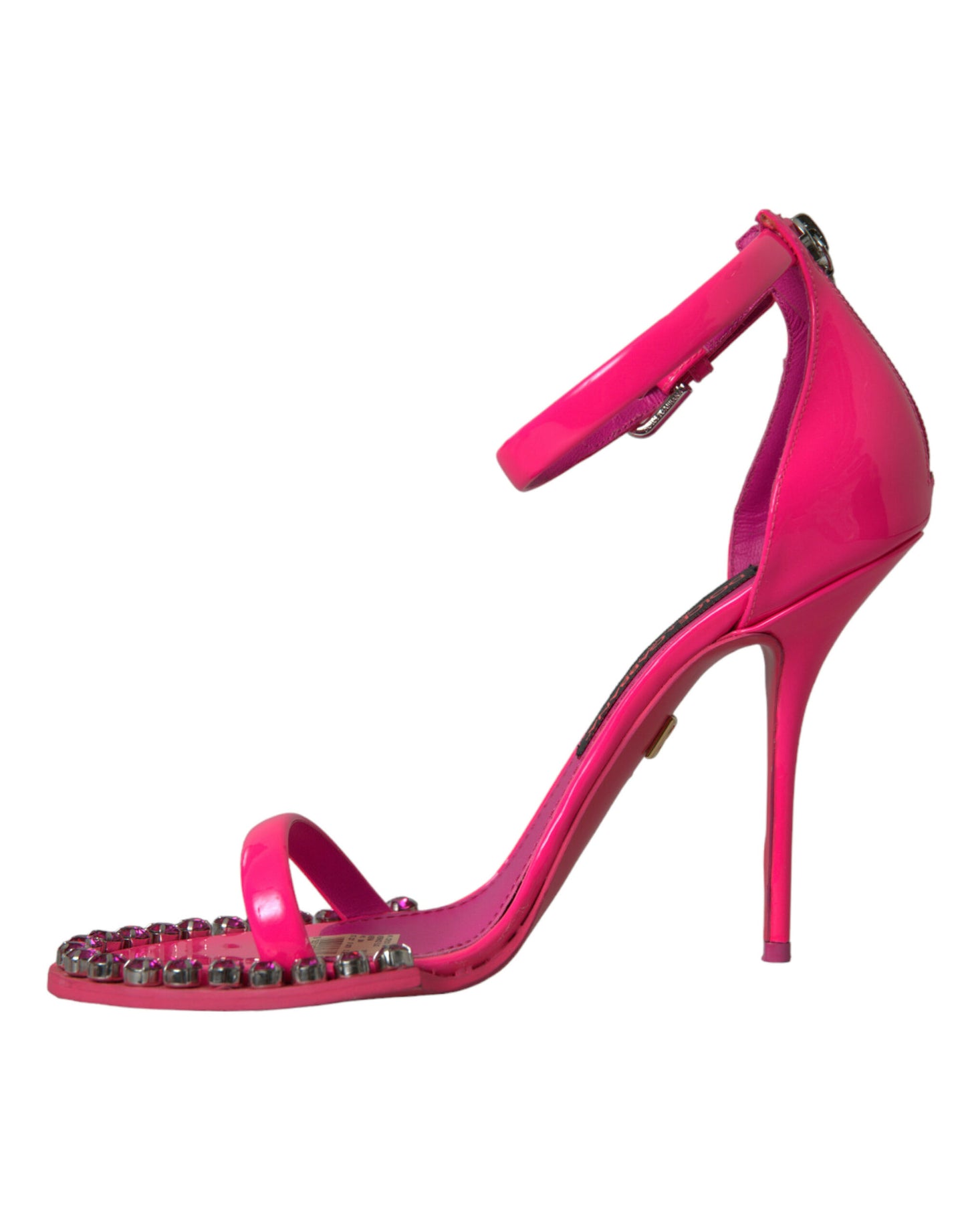 Sandales à talons en cuir rose et cristaux Dolce & Gabbana