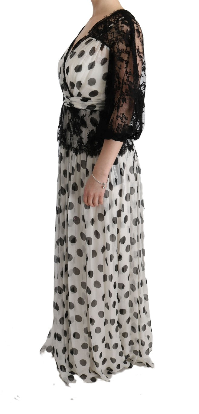 Robe fleurie à pois noirs et blancs Dolce & Gabbana