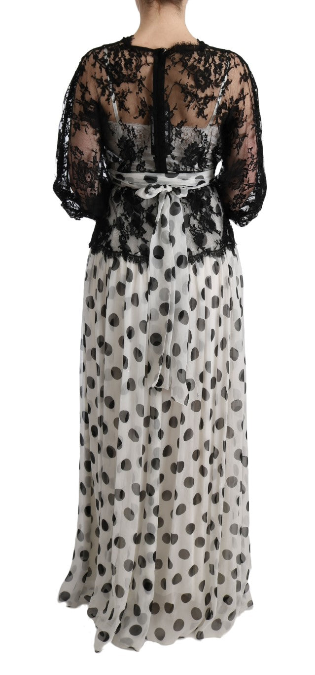 Robe fleurie à pois noirs et blancs Dolce & Gabbana