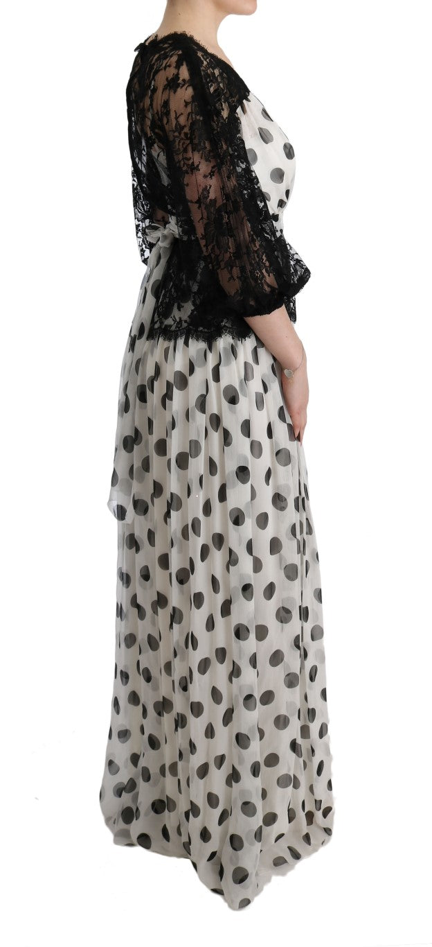 Robe fleurie à pois noirs et blancs Dolce & Gabbana
