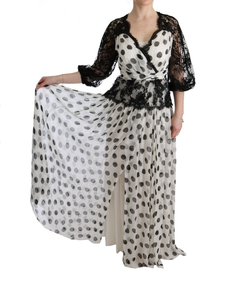Robe fleurie à pois noirs et blancs Dolce & Gabbana