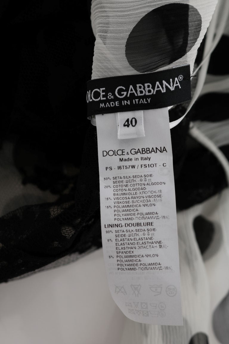 Robe fleurie à pois noirs et blancs Dolce & Gabbana