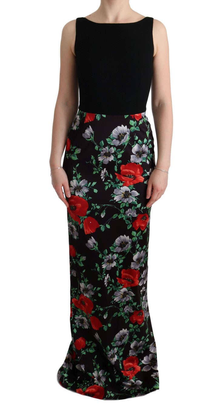 Robe fourreau longue extensible à imprimé floral multicolore Dolce & Gabbana