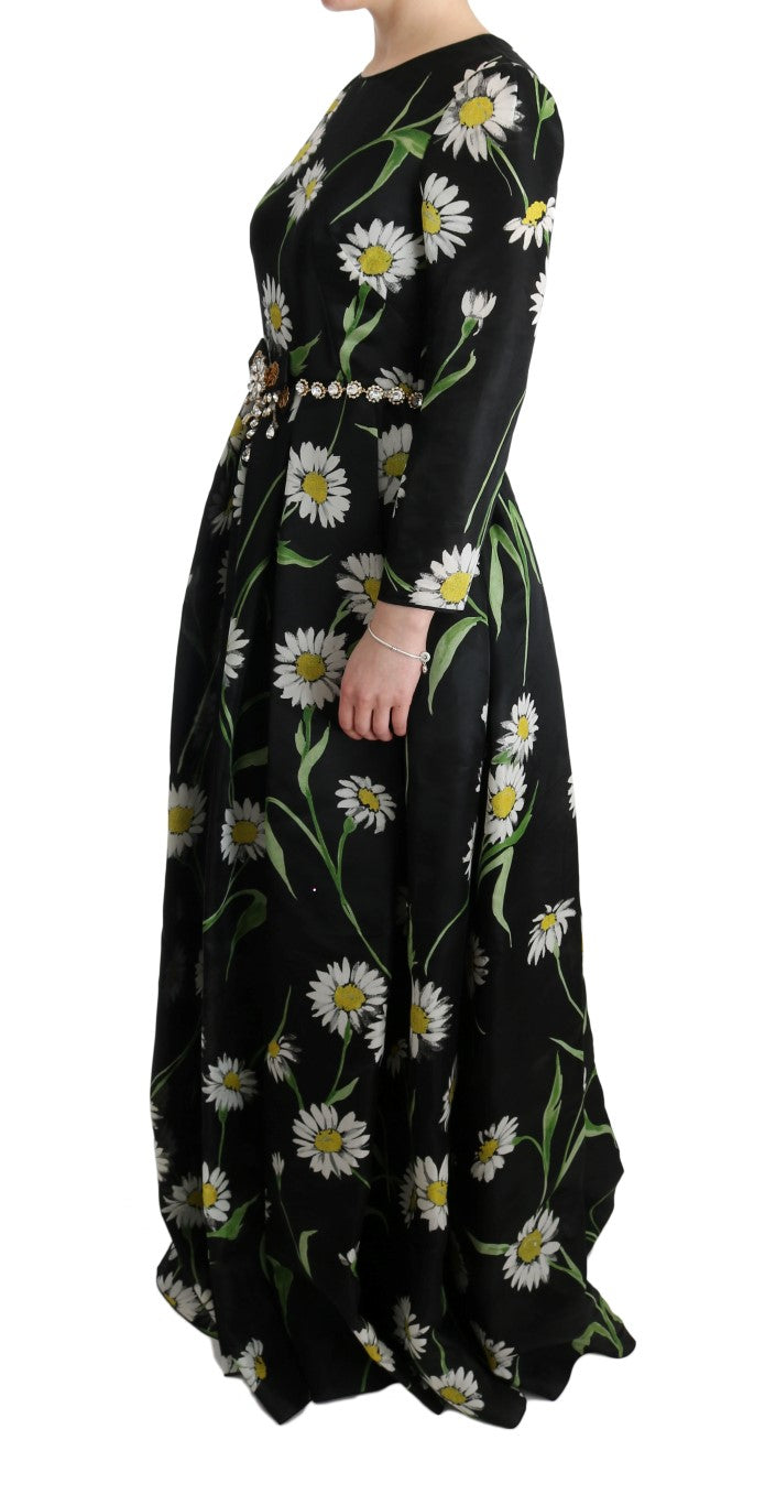 Robe longue en soie multicolore à imprimé tournesol Dolce & Gabbana