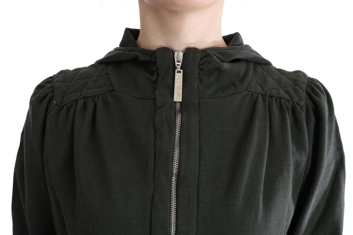 Pull à capuche zippé en coton gris Exte