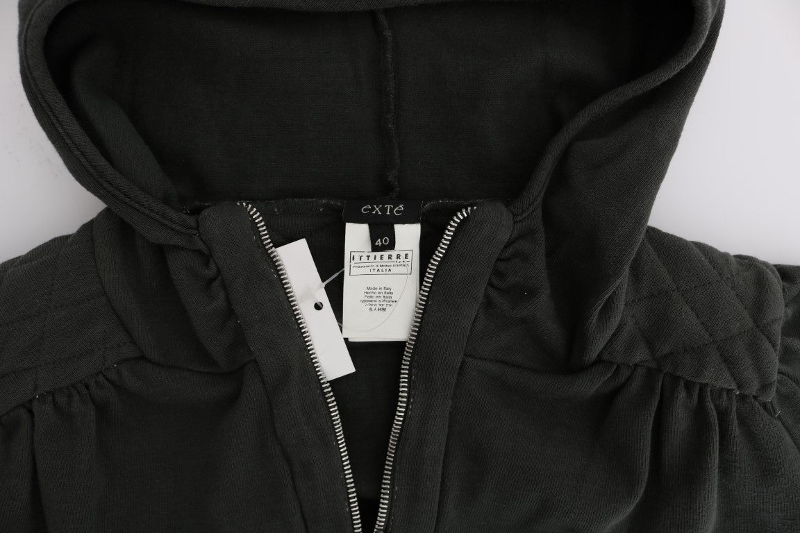 Pull à capuche zippé en coton gris Exte