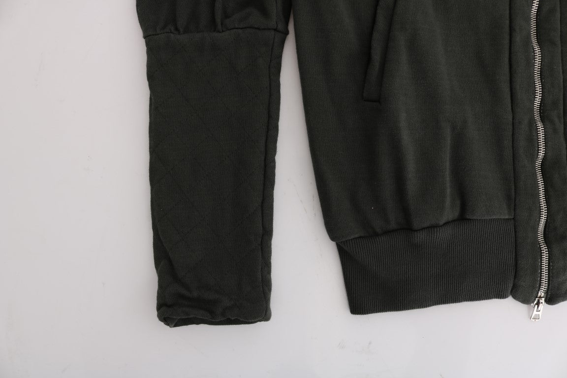 Pull à capuche zippé en coton gris Exte