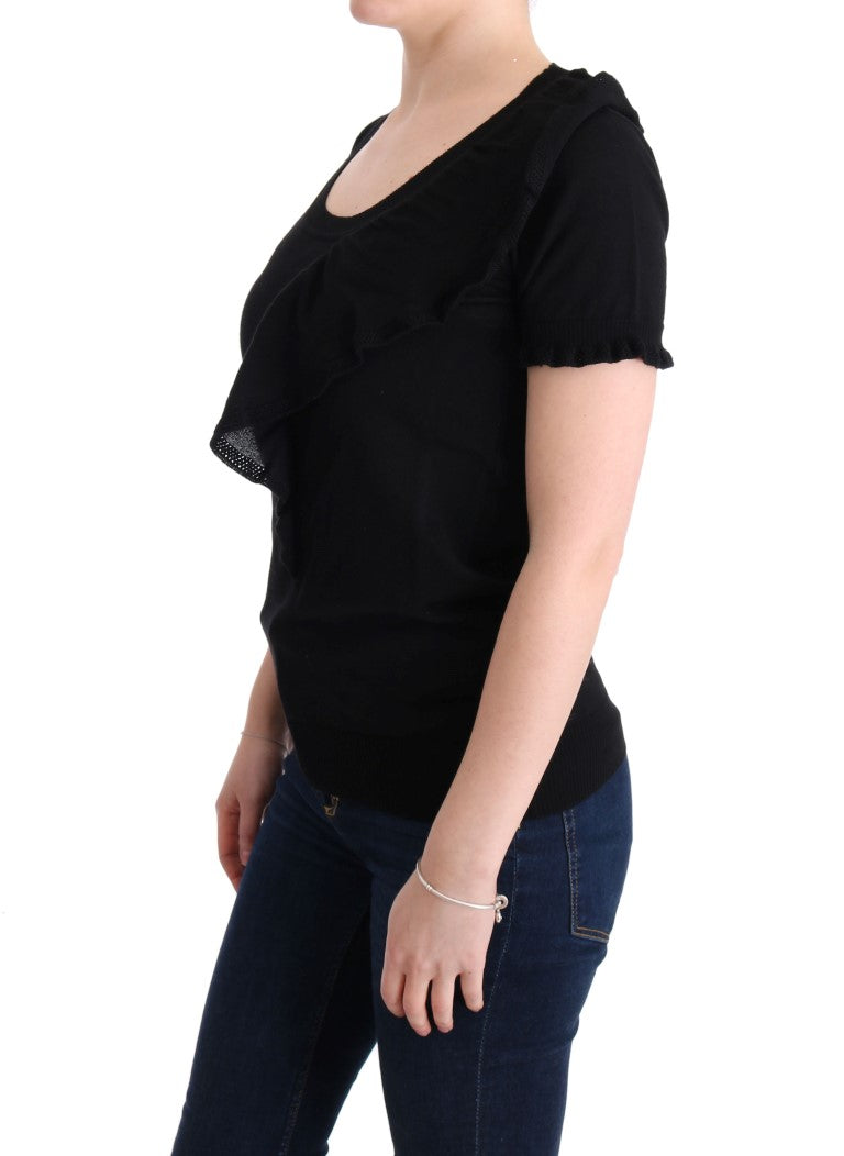 T-shirt chemisier MARGHI LO' noir 100 % laine
