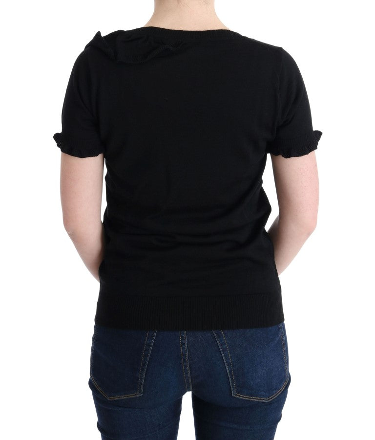 T-shirt chemisier MARGHI LO' noir 100 % laine