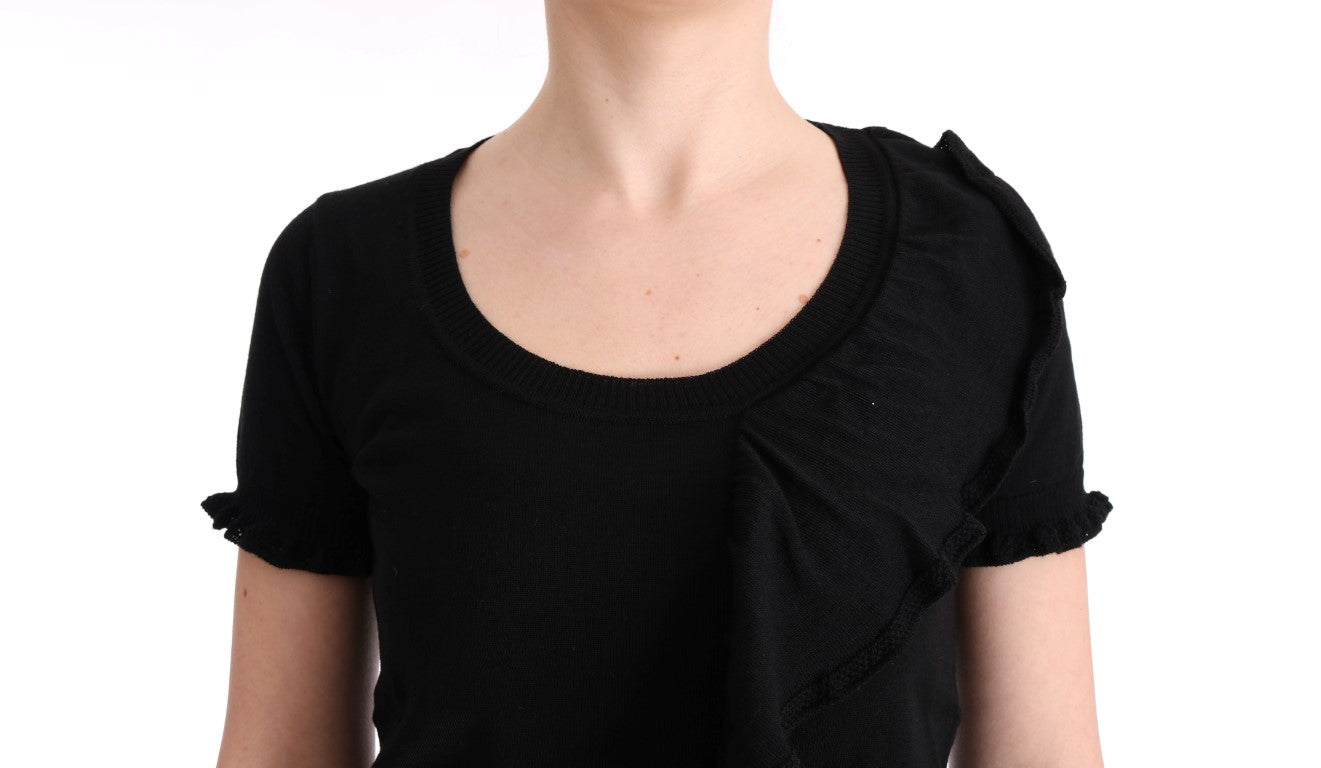 T-shirt chemisier MARGHI LO' noir 100 % laine