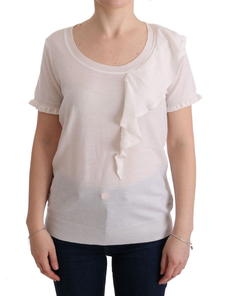 T-shirt chemisier blanc MARGHI LO' 100 % laine