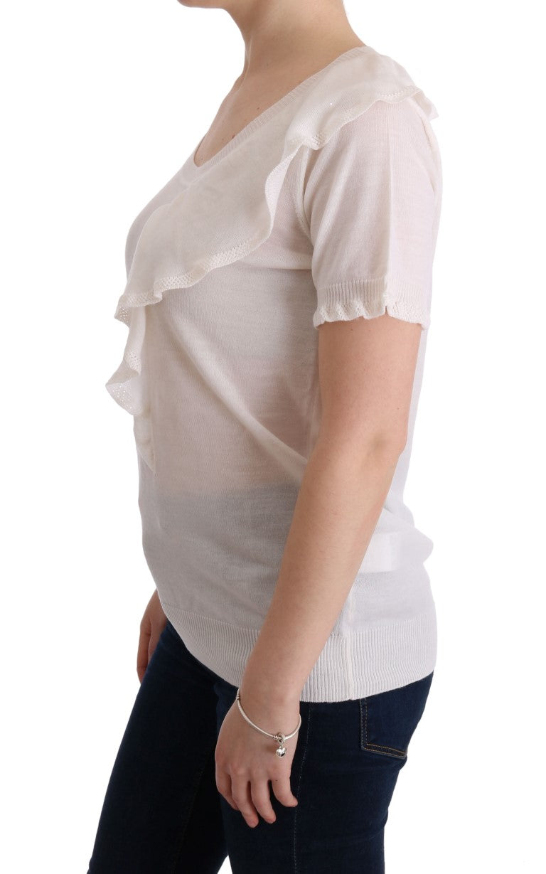 T-shirt chemisier blanc MARGHI LO' 100 % laine