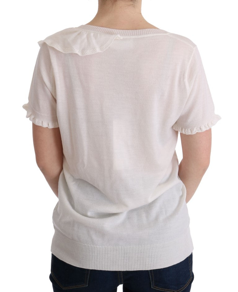 T-shirt chemisier blanc MARGHI LO' 100 % laine