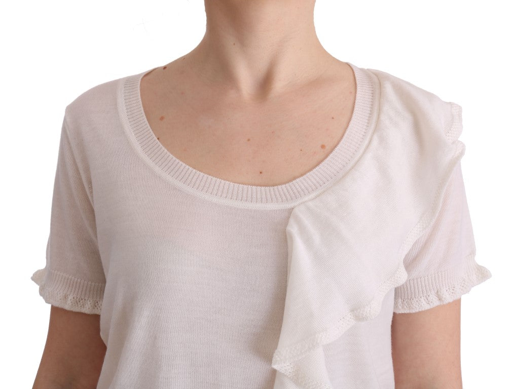T-shirt chemisier blanc MARGHI LO' 100 % laine