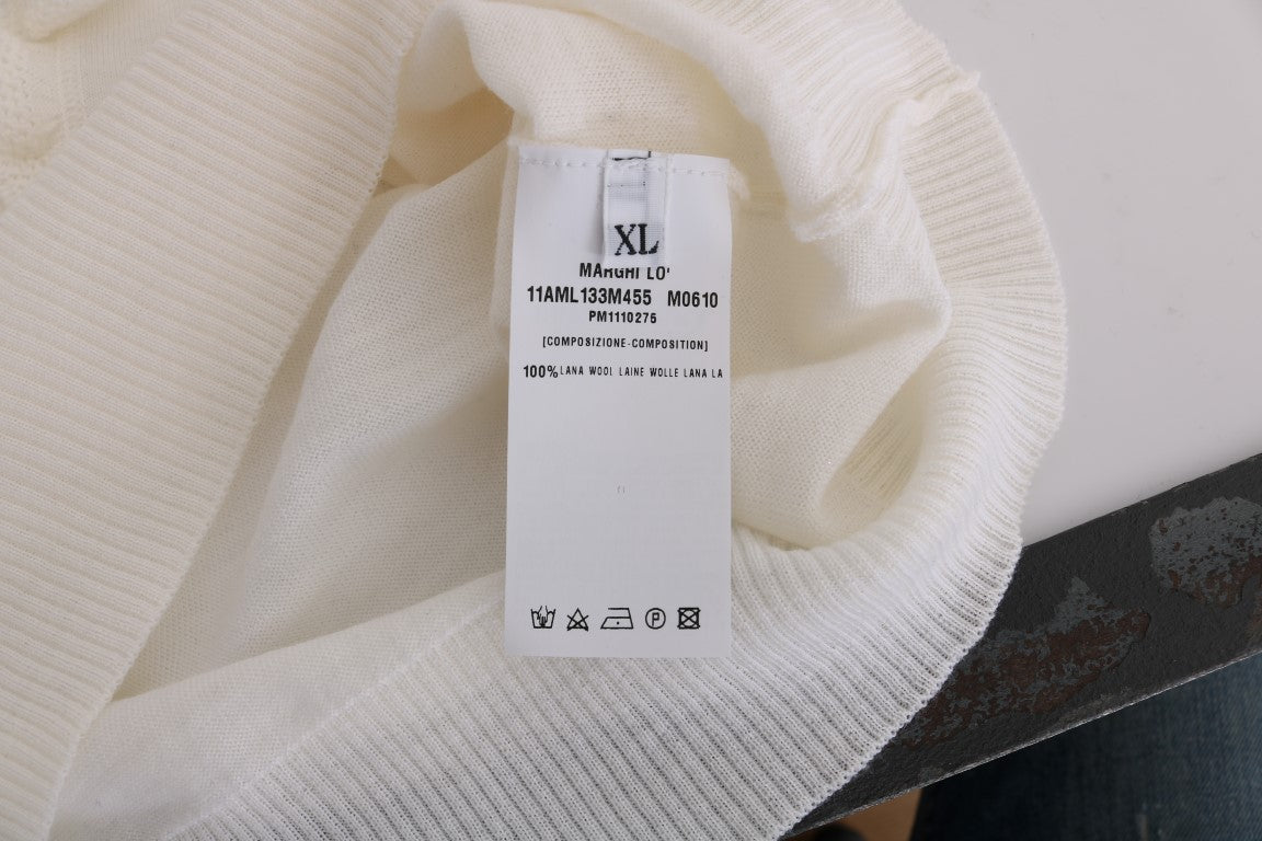 T-shirt chemisier blanc MARGHI LO' 100 % laine
