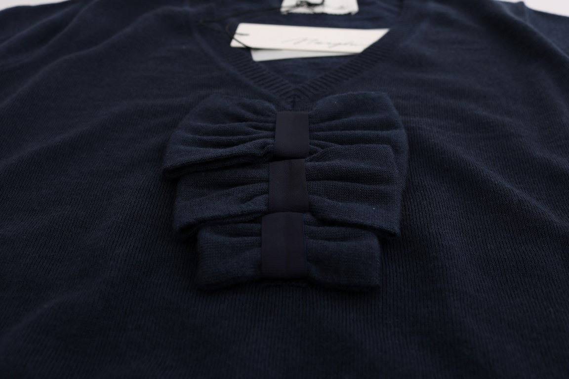 MARGHI LO' Haut chemisier bleu 100% laine