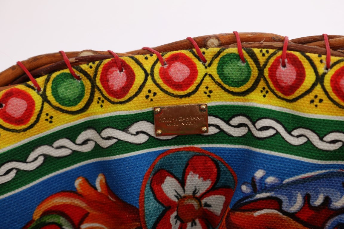 Sac Dolce & Gabbana multicolore AGNESE en paille et cristal avec pompon