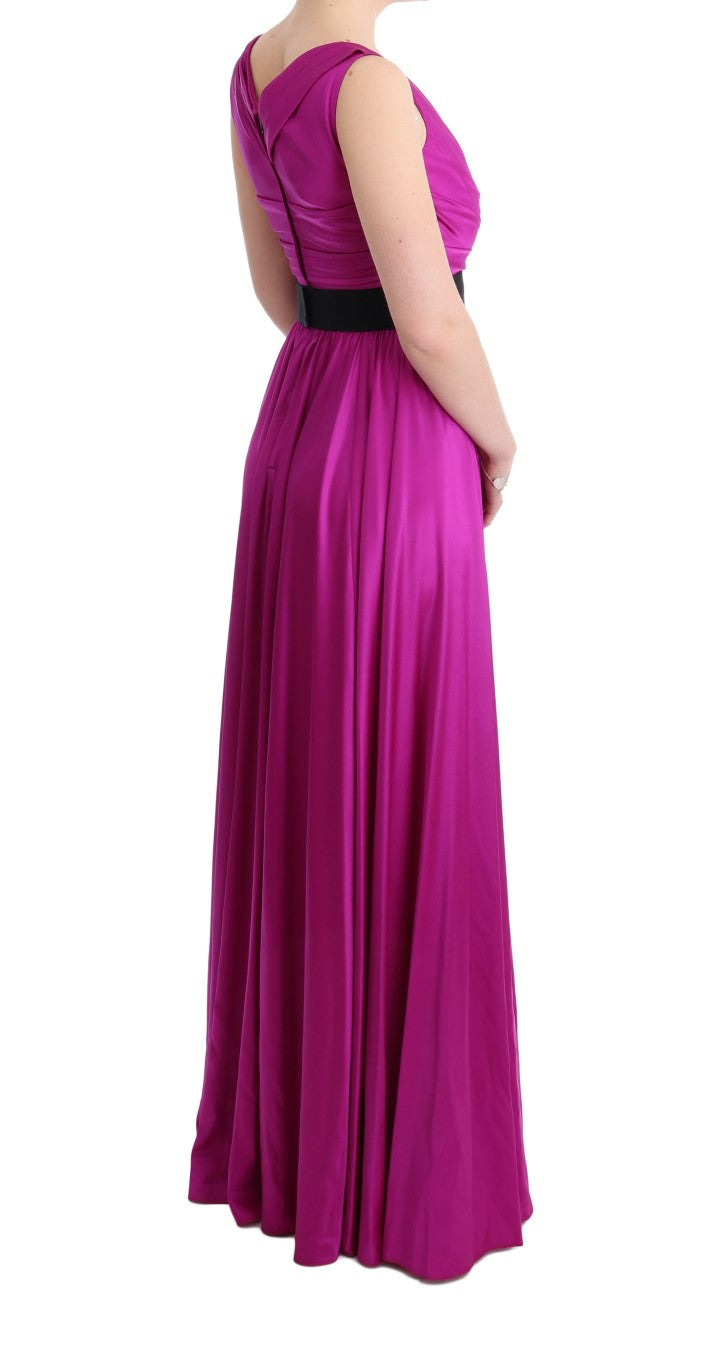 Robe longue droite en soie stretch rose Dolce & Gabbana