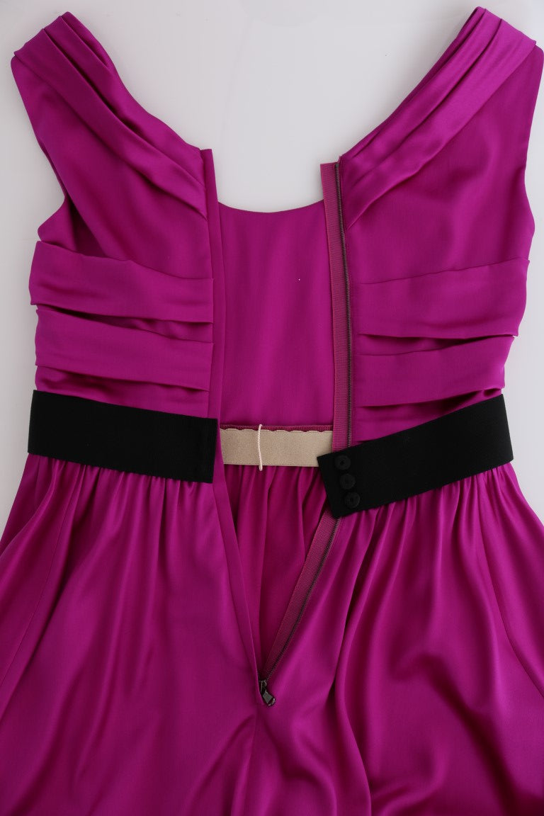 Robe longue droite en soie stretch rose Dolce & Gabbana