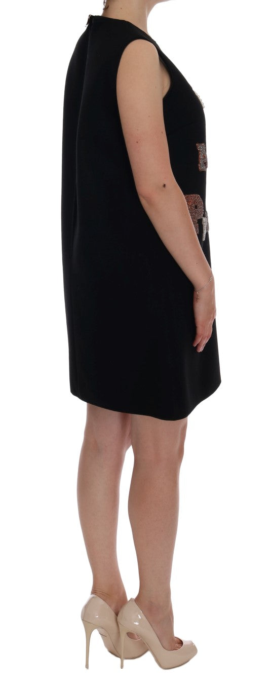 Robe droite noire en cristal Dolce & Gabbana I AM A PRINCESS
