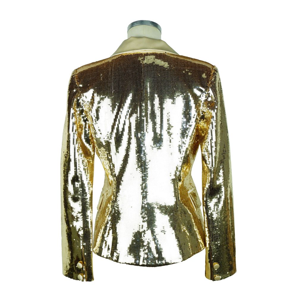 Veste croisée jaune chic à paillettes Elisabetta Franchi