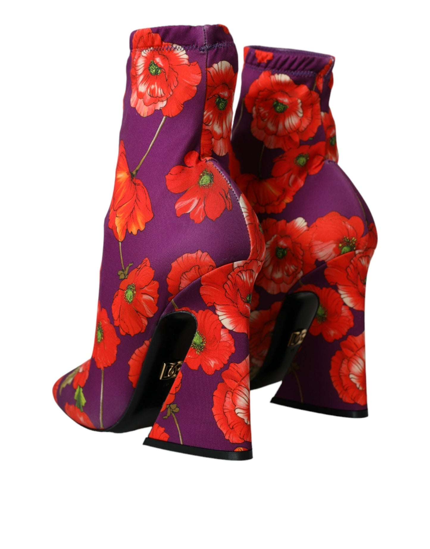 Dolce & Gabbana Lila Blumen Jersey Stretch Stiefel Schuhe