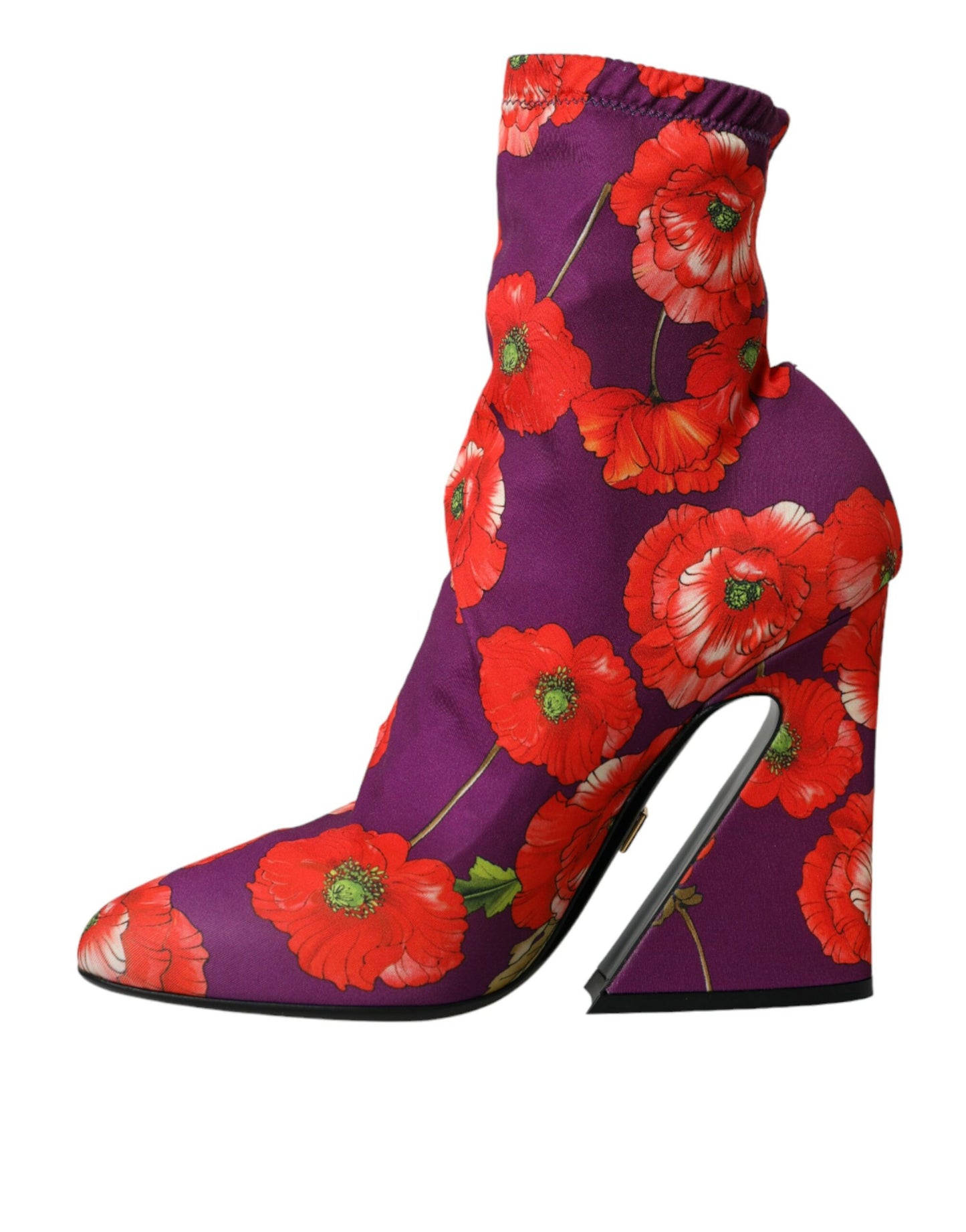 Dolce & Gabbana Lila Blumen Jersey Stretch Stiefel Schuhe