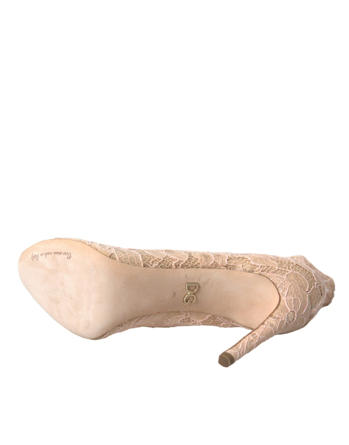 Bottes en dentelle extensible beige Dolce & Gabbana Taormina
