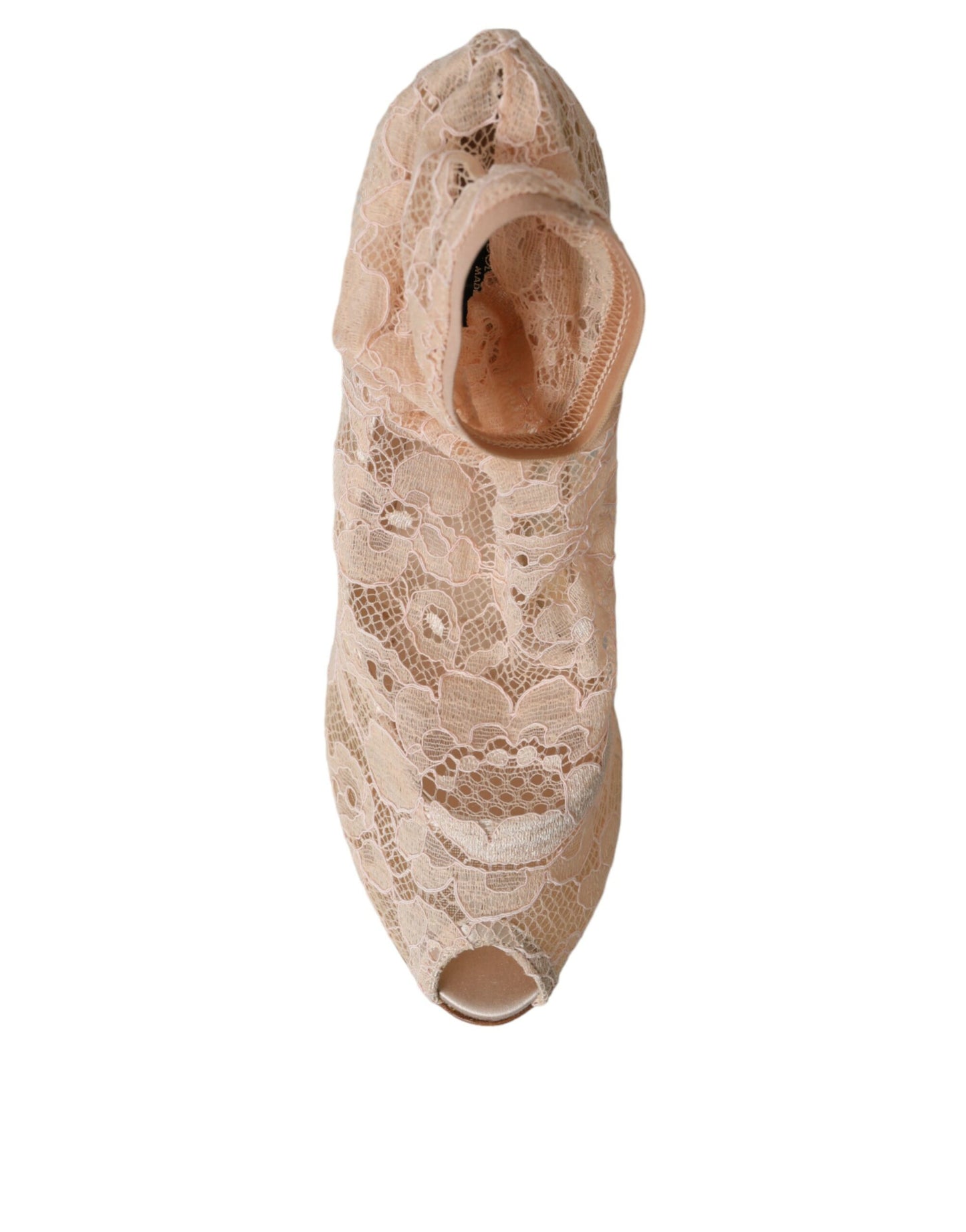 Bottes en dentelle extensible beige Dolce & Gabbana Taormina