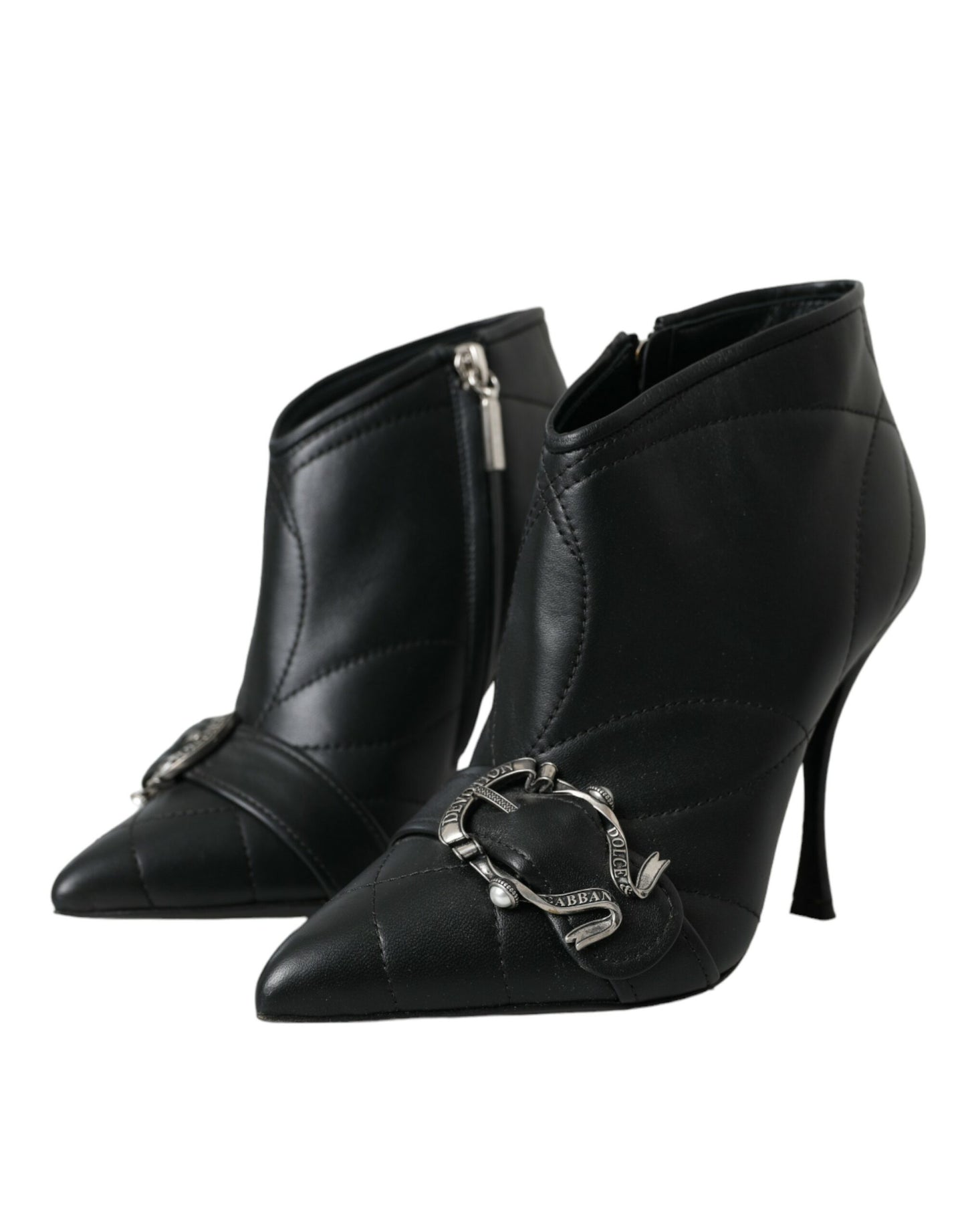Bottes matelassées à boucles noires Dolce & Gabbana Devotion
