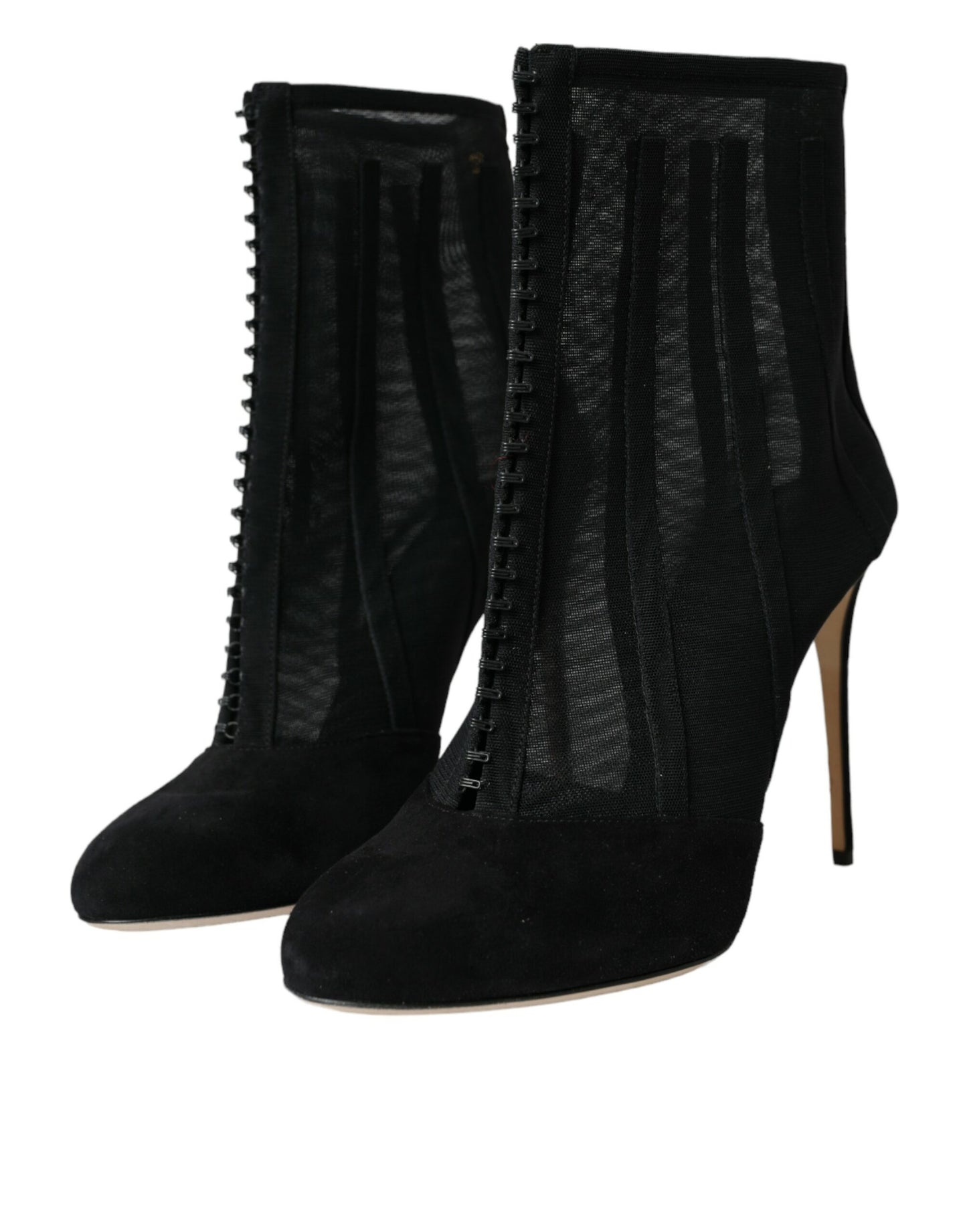 Bottines à talons aiguilles en maille noire Dolce & Gabbana