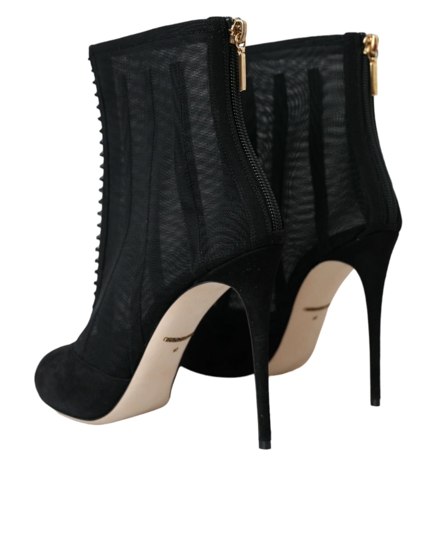 Bottines à talons aiguilles en maille noire Dolce & Gabbana