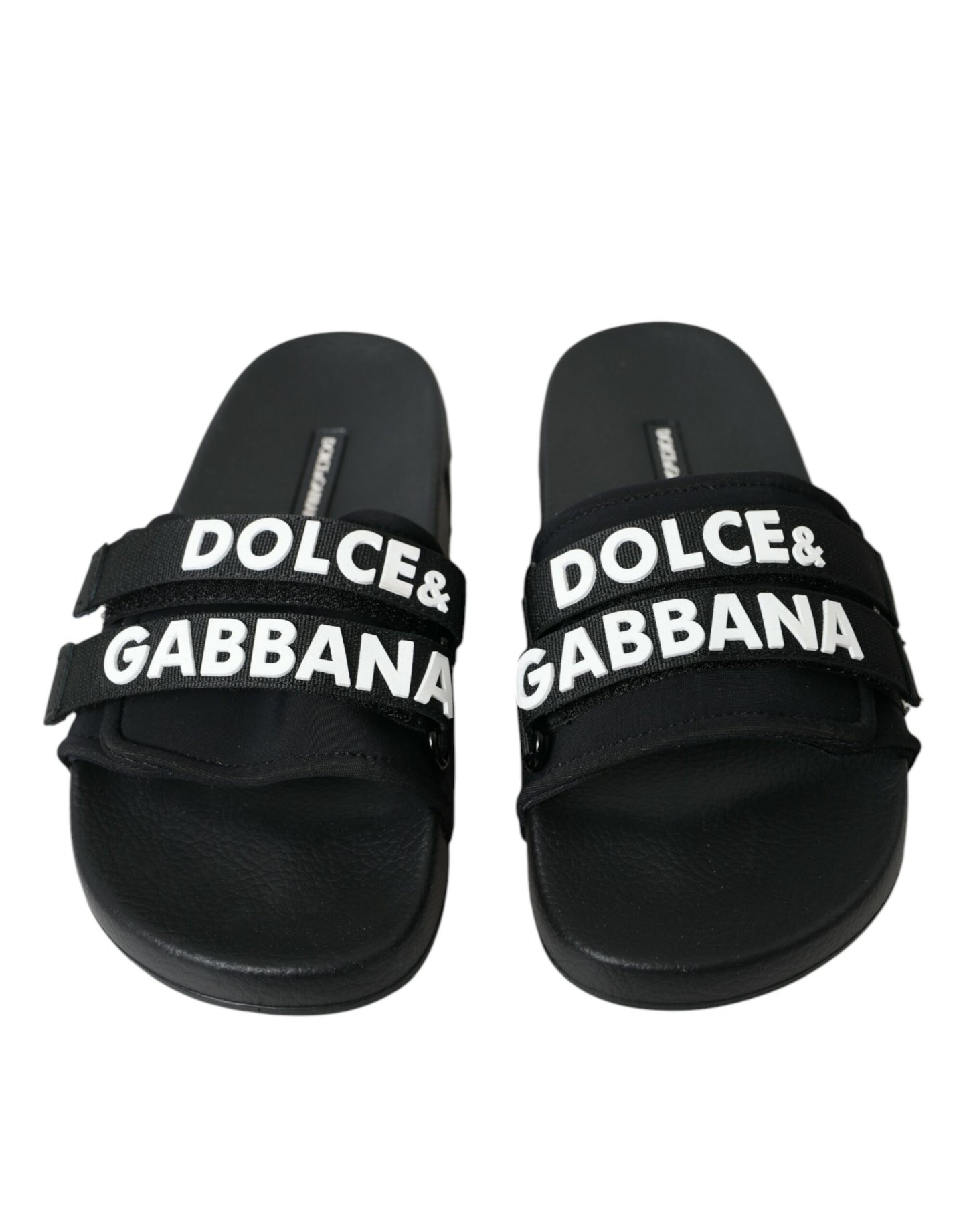 Claquettes plates en néoprène noir Dolce & Gabbana, chaussures de plage