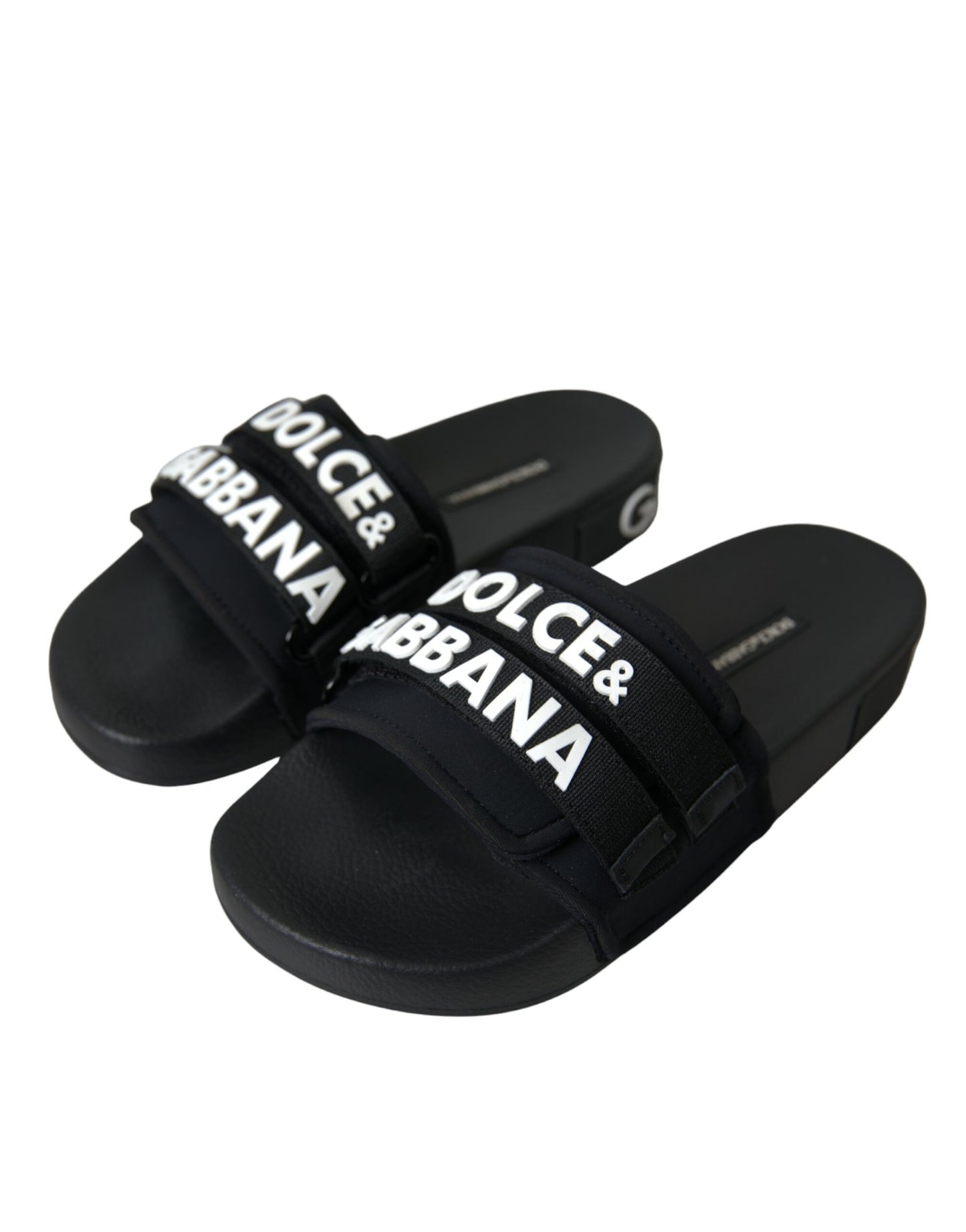 Claquettes plates en néoprène noir Dolce & Gabbana, chaussures de plage