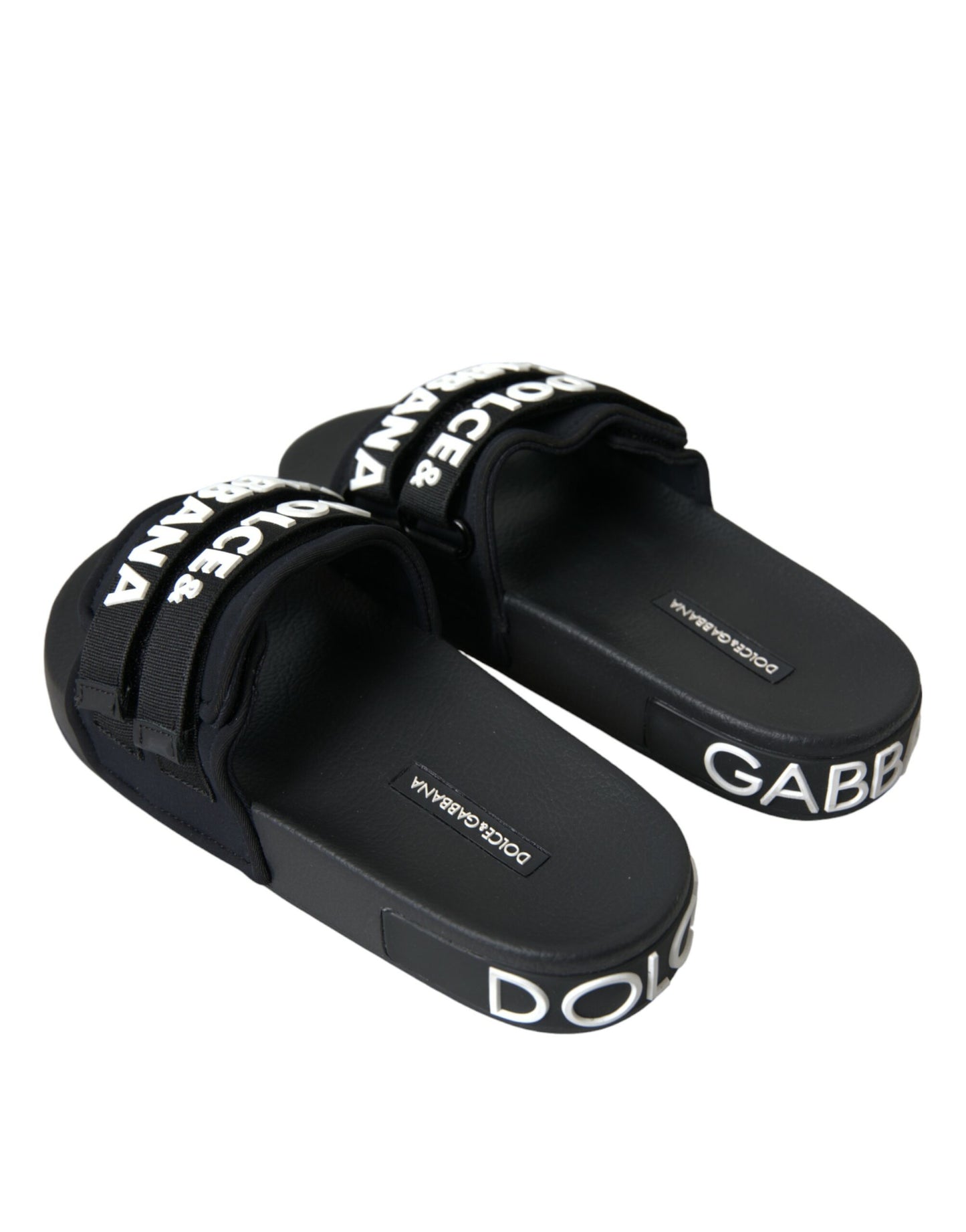 Claquettes plates en néoprène noir Dolce & Gabbana, chaussures de plage